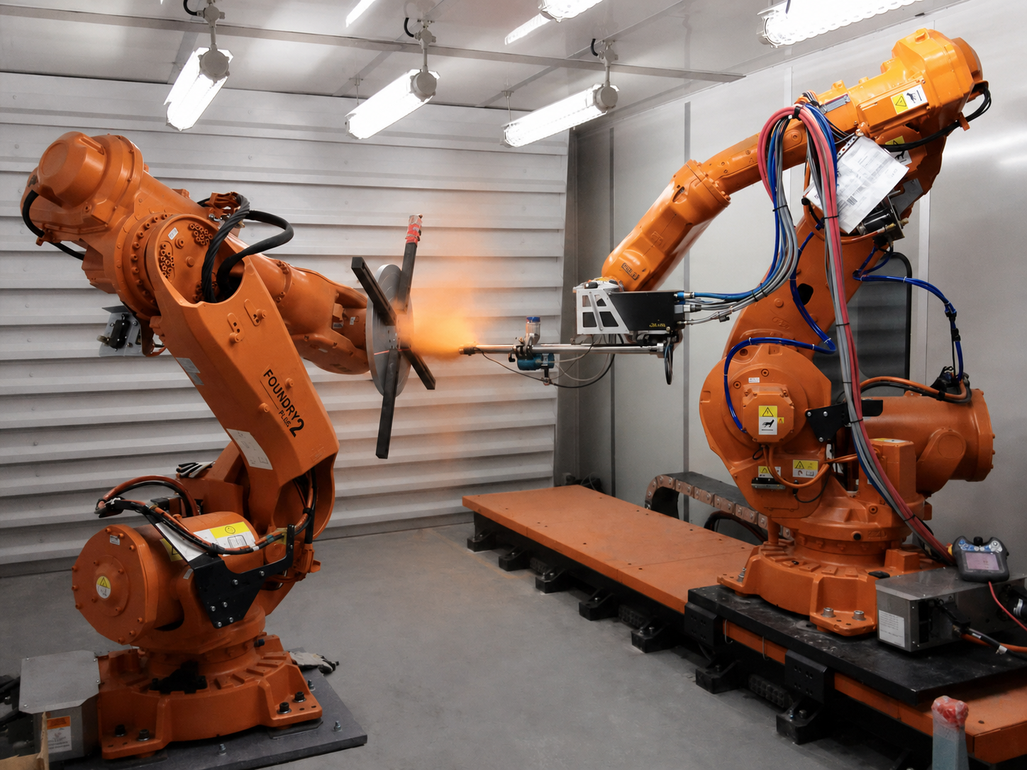 D-Gun coating process in a robotic thermal spray cell