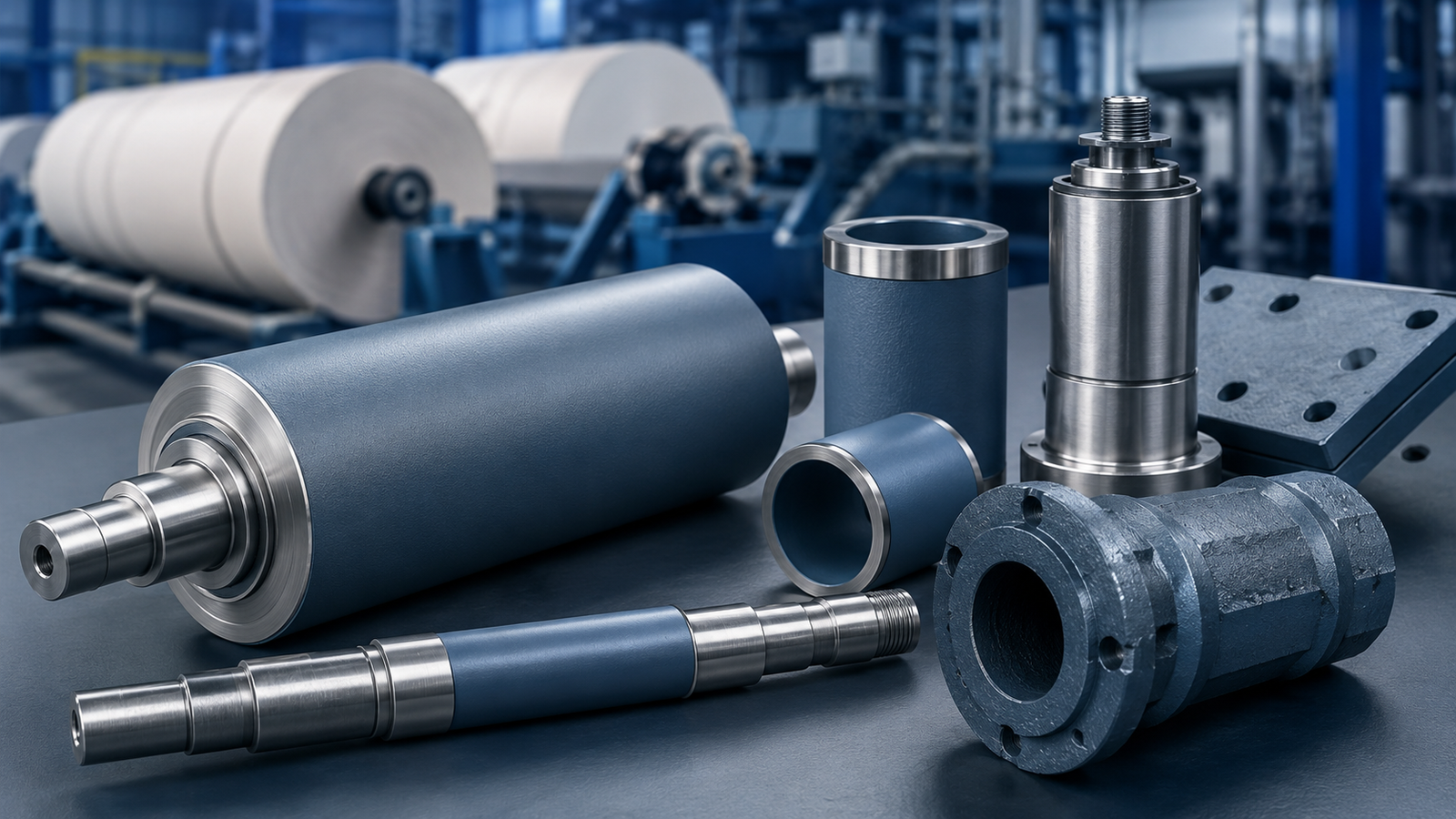 Industrial roller shaft and sleeve components for wear resistant coating applications