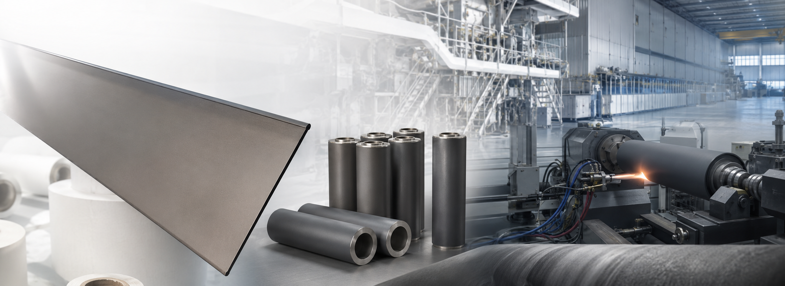 Tissue paper machine wear resistant coating hero for industrial roll and wear protection applications